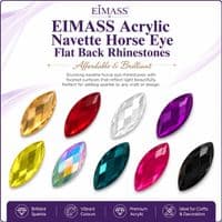 EIMASS Acrylic Flat Back Navette Horse Eye Rhinestones
