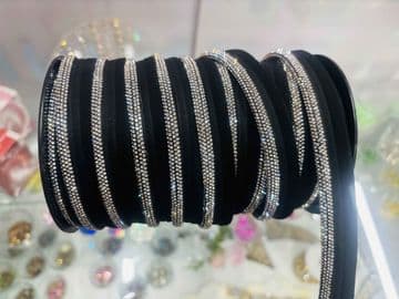 EIMASS® Clear Crystals On Black Piping Edge Lace Trim