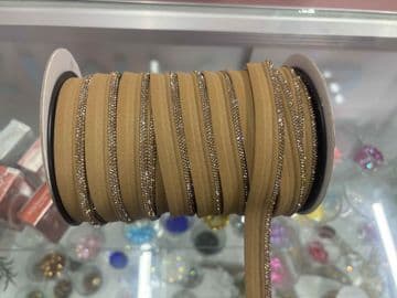 EIMASS® Light Gold Crystals On Gold Piping Edge Lace Trim