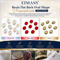 EIMASS Resin Oval shape Sew or Glue on Flat Back Crystals