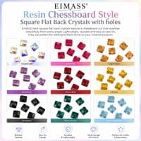 EIMASS Resin Square Grid Sew or Glue on Flat Back Crystals