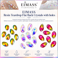EIMASS Resin Teardrop Shape Sew or Glue on Flat Back Crystals