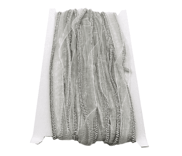EIMASS® Sew On Clear Crystal Rope on White Organza Lace Ribbon Trim