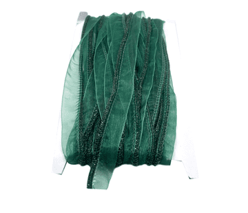 EIMASS® Sew On Emerald Green Crystal Rope on Green Organza Lace Ribbon Trim