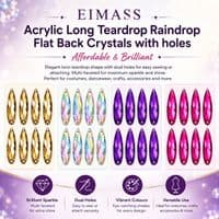 EIMASS Sew On Glue On Flat Back Acrylic Teardrops