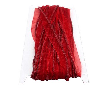 EIMASS® Sew On Siam Red Crystal Rope on Red Organza Lace Ribbon Trim