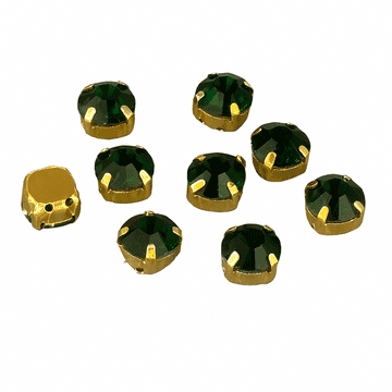 Emerald Green in Gold Setting Rose Montees, EIMASS® 3555 Range Single Claw Crystals