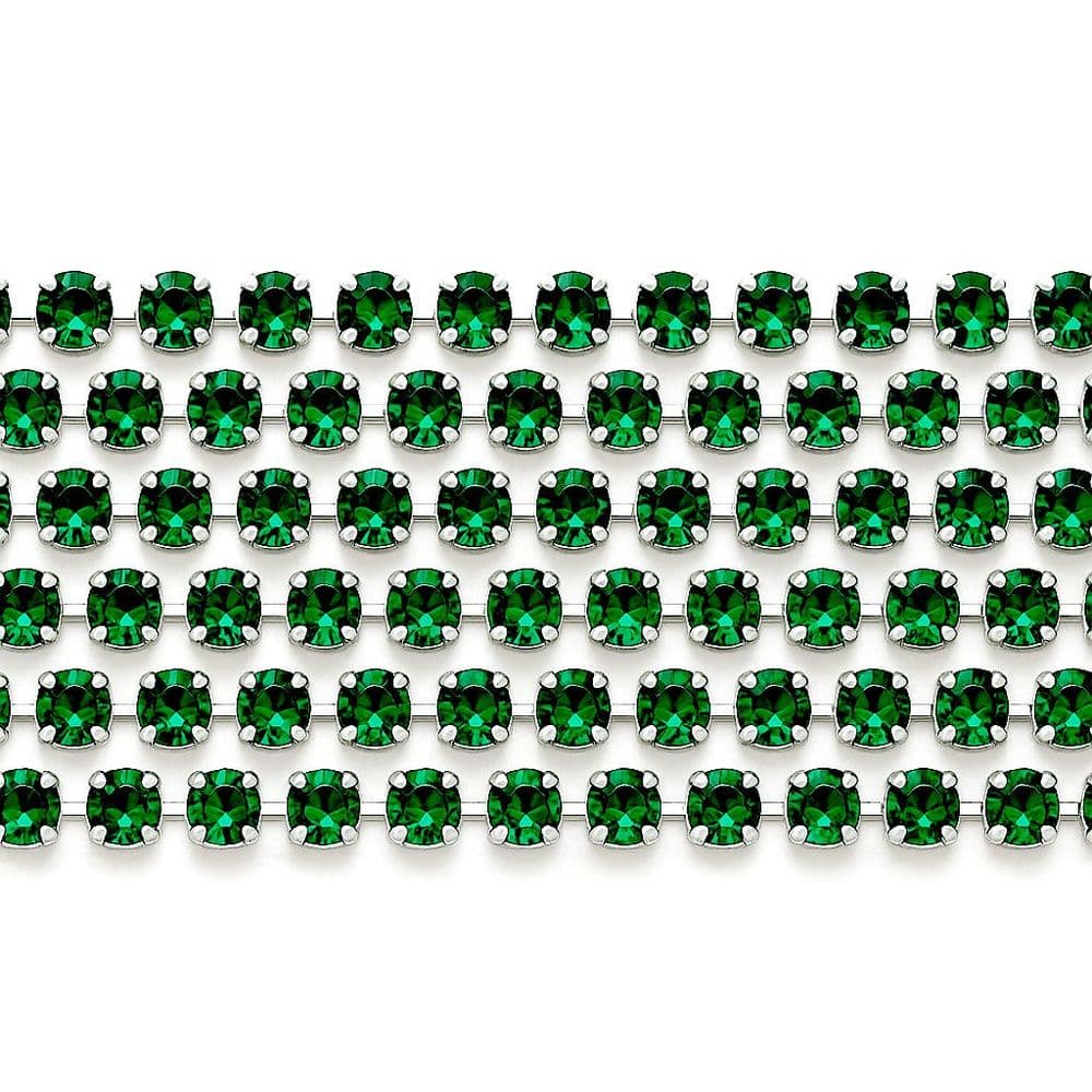 Emerald Green in Silver Chain EIMASS Grade A World Class Rhinestone Cup ...