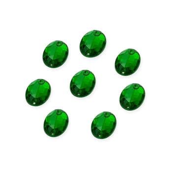 Emerald Green Oval Shape, EIMASS Resin Crystals, Sew or Glue on Flat Back Rhinestones