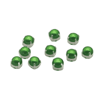 Emerald Green Pearl Rose Montees, EIMASS® 3555 Range Single Stone Silver Setting Pearls