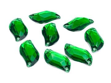 Emerald Green Random Shape, EIMASS Resin Crystals, Sew or Glue on Flat Back Rhinestones
