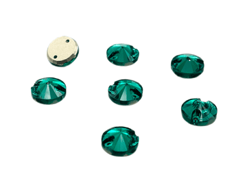 Emerald Green Round Rivoli, EIMASS® 8868 Exquisite Range Sew or Glue on Flat Back Crystals