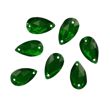 Emerald Green Teardrop, EIMASS Resin Crystals, Sew or Glue on Flat Back Rhinestones