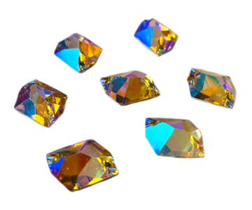 Gold AB Hexagon, EIMASS Resin Crystals, Sew or Glue on Flat Back Rhinestones