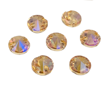 Gold AB Round Rivoli, EIMASS® 8868 Exquisite Range Sew or Glue on Flat Back Crystals