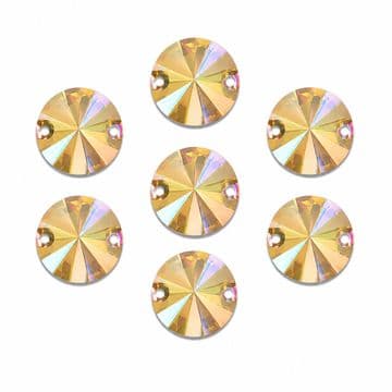 Gold AB Round Rivoli Shape, EIMASS Resin Crystals, Sew or Glue on Flat Back Rhinestones
