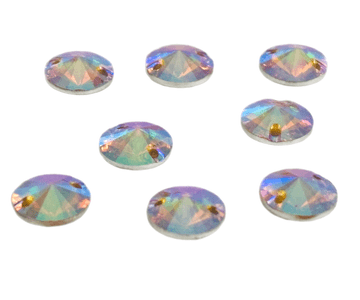 Gold AB Round Rivoli Shape, EIMASS Resin Crystals, Sew or Glue on Flat Back Rhinestones