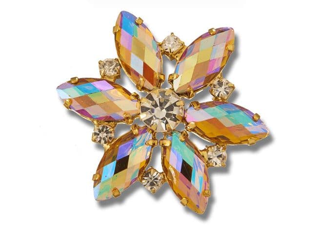 Gold AB Style 8730 EIMASS® Sew or Glue on Jewelled Applique for Wedding Dress, Costumes