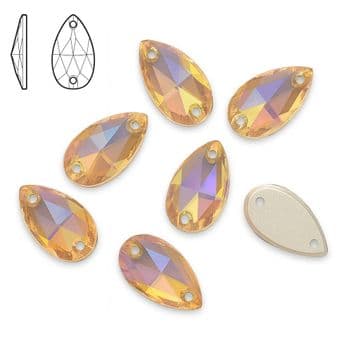 Gold AB Teardrop, EIMASS® 8868 Sew on Flat Back Crystals - Premium Range