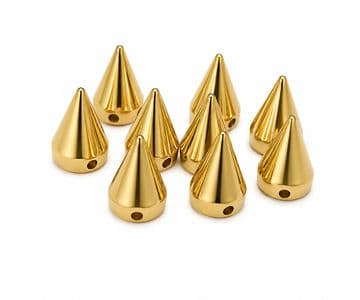 Gold Bullet Spike Cone, EIMASS® CCB Metallic Finish Acrylic Studs, Beads, Sew on, Glue on