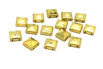 Gold Pyramid Square, EIMASS® CCB Metallic Finish Acrylic Studs, Sew or Glue on Beads
