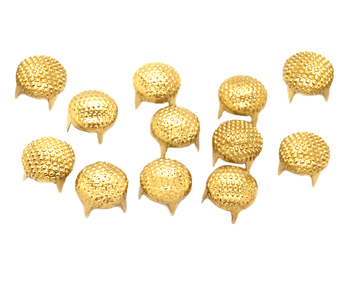 Gold Round Dotted Dome, EIMASS® Studs Rivets with Prongs Claws