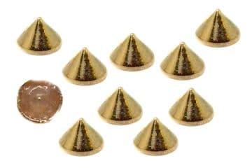 Gold Spike Cone Hotfix, EIMASS® Premium Alloy Hot Fix / Iron on Flat Back Studs to Embellish