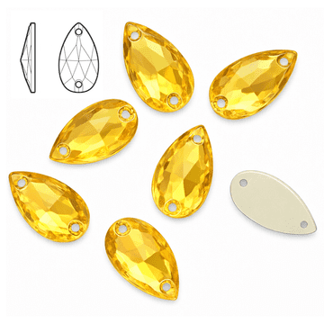 Gold Teardrop, EIMASS® 8868 Exquisite Range Sew on Glue on Flat Back Crystals