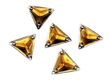 Golden Brown Triangle, EIMASS® Resin Crystals, Sew on Glue on Stones