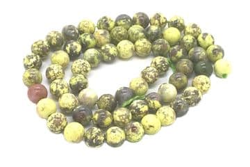 Green Spot Jasper, EIMASS ® Semi Precious Natural Stones Round Beads