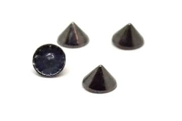 Grey Gunmetal Spike Cone Hotfix, EIMASS® Premium Alloy Hot Fix Flat Back Studs - Embellish