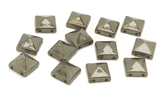 Gunmetal Pyramid Square, EIMASS® CCB Metallic Finish Acrylic Studs,  Sew or Glue on Beads
