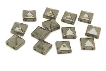 Gunmetal Pyramid Square, EIMASS® CCB Metallic Finish Acrylic Studs, Sew or Glue on Beads