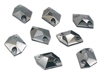 Hematite Hexagon, EIMASS Resin Crystals, Sew or Glue on Flat Back Rhinestones