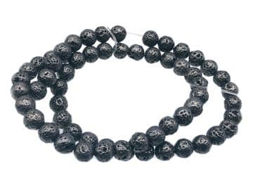 Hematite Lava Rock Effect, EIMASS ® Semi Precious Natural Stones Round Beads