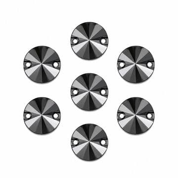 Hematite Round Rivoli Shape, EIMASS Resin Crystals, Sew or Glue on Flat Back Rhinestones