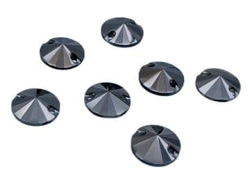 Hematite Round Rivoli Shape, EIMASS Resin Crystals, Sew or Glue on Flat Back Rhinestones