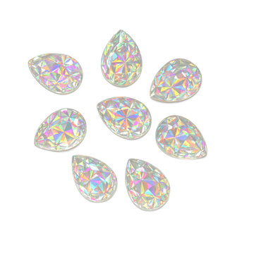 Holographic Laser AB Teardrop, EIMASS® Acrylic Pear Shaped Flat Back Rhinestones