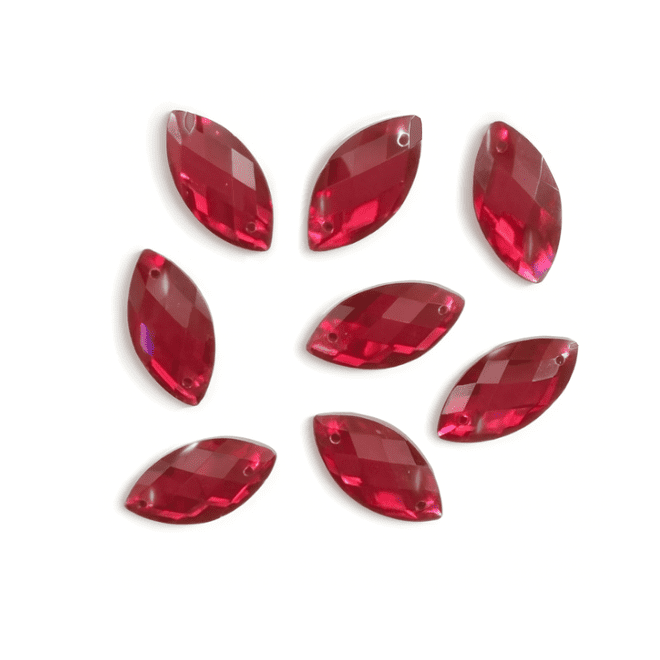 Hot Pink Navette Horse Eye, EIMASS Resin Crystals, Sew or Glue on Flat Back Rhinestones