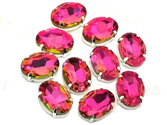 Hot Pink Oval, EIMASS® 3511 Sew or Glue on Single Stone Setting Crystals