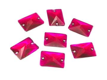 Hot Pink Rectangle Shape, EIMASS® Resin Sew on Glue on Crystals