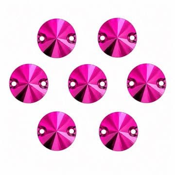 Hot Pink Round Rivoli Shape, EIMASS Resin Crystals, Sew or Glue on Flat Back Rhinestones