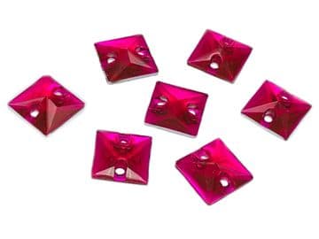 Hot Pink Square Shape, EIMASS® Resin Sew on Glue on Crystals