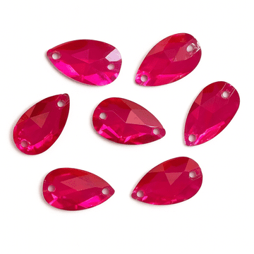 Hot Pink Teardrop, EIMASS Resin Crystals, Sew or Glue on Flat Back Rhinestones
