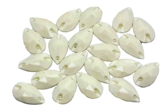Ivory Teardrop, EIMASS Resin Crystals, Sew or Glue on Flat Back Rhinestones