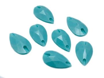 Jade Teardrop, EIMASS Resin Crystals, Sew or Glue on Flat Back Rhinestones