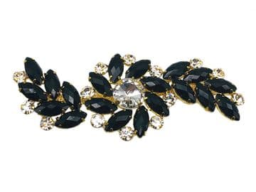 Jet Black, EIMASS® 8780 Sew or Glue on Jewelled Applique for Wedding Dress Belt Sash, Craft