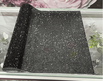 Jet Black, EIMASS® Flat-Back Hotfix Mesh - Rhinestone Mesh