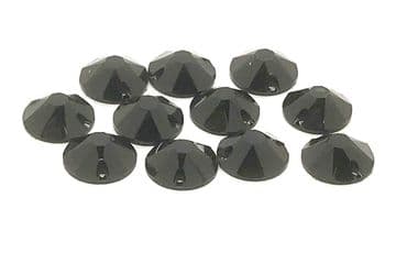 Jet Black, EIMASS® Resin Round Sew Or Glue On Crystals, Flat Back Rhinestones