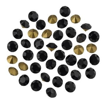 Jet Black Foiled Chatons, EIMASS® Point Back Crystals